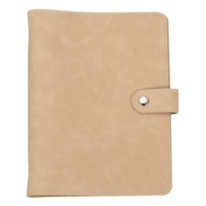 Uxcell A5 PU Leather Binder Cover, 6 Ring Loose Leaf Binder Protector Round Ring Binder Cover Refillable Notebook Binder for Meeting Photocard Budget Notebook Folder, Khaki
