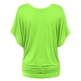 thumbnail image 3 of Kcodviy Plus Top V Neck Womens Loose V Neck Sleeve Batwing Loose T Womens Plus Ruffle Blouse Shirt Size Fold Hem Tops for Women Solid Plus Size Ladies Tops Plus Size Tops, 3 of 4