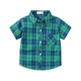thumbnail image 1 of DXOUPM Girls Short Sleeved Shirt Versatile Lapel Button Down Plaid Tops Kids Trendy Clothes, 1 of 2
