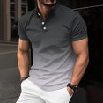 thumbnail image 2 of Birdeem Mens Solid Color Sport Shirt with Button Lapel Short Sleeve Lapel Top/Shirt, 2 of 12