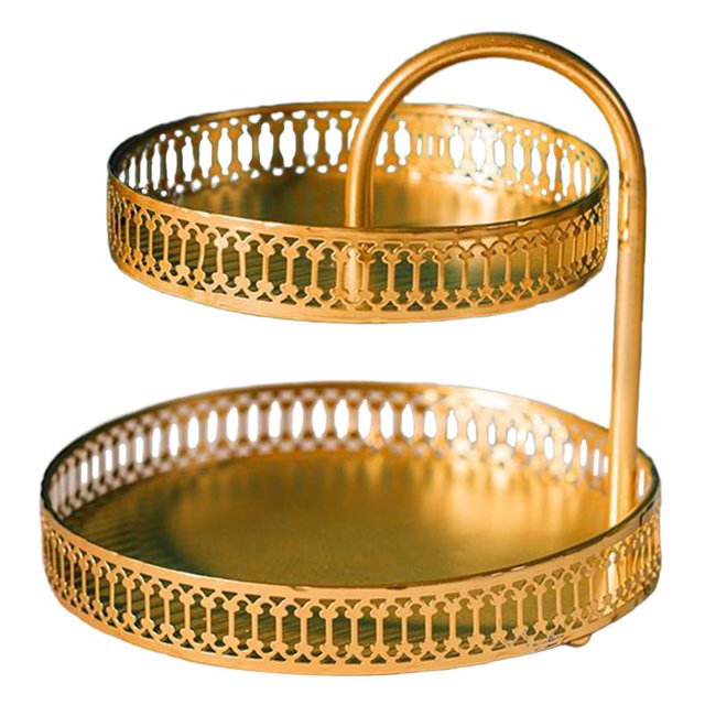 yuksok 2 Couches Plateau de Stockage de Fruits Gâteau Rack Fête Familiale Dessert Rack de Stockage Maison Pièce Bande