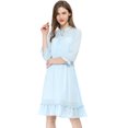 thumbnail image 3 of INSPIRE CHIC Women's Ruffle Hem 3/4 Sleeve Smocked a-Line Dress, 3 of 6