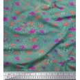 thumbnail image 1 of Soimoi Moss Georgette Fabric Bubbles & Fish Ocean Decor Fabric Printed Yard 42 Inch Wide, 1 of 1