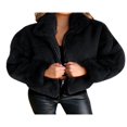 thumbnail image 1 of Womens Winter Fuzzy Short Teddy Jackets Coats Warm FluffyZip Up Long Sleeve Cropped Jacket, 1 of 2