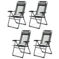 thumbnail image 1 of Gymax Lot de 4 Chaises Pliantes Chaises Inclinables Réglables avec Appuie-Tête Patio Jardin Gris, 1 of 10