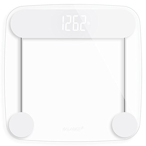 Digital Weight Bathroom Scale from GreaterGoods, Shine-Though Display, Accurate Glass Scale, Non-Slip & Scratch Resistant, Body Weight (Clear)