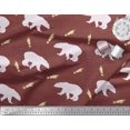 thumbnail image 3 of Soimoi Brown Poly Georgette Fabric Falling Star & Polar Bear Animal Decor Fabric Printed Yard 52 Inch Wide, 3 of 5