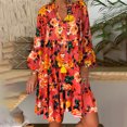 thumbnail image 3 of XZNGL Mini Dress for Women Summer Womens Ladies Loose Print Three Quarter Sleeve Mini Dress Summer Dress 3/4 Sleeve Dress for Women Summer Dress for Women Womens Summer Dress, 3 of 9