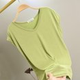 thumbnail image 2 of FRSASU T-Shirt de Sommeil Uni pour Femme Haut de Pyjama à Col en V Vert, 2 of 8