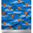thumbnail image 1 of Soimoi Tissu Poly Georgette Feuilles et Dinosaure Décor de Jungle Tissu Imprimé au Mètre 52 Pouces de Large, 1 of 2