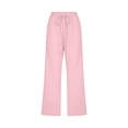 thumbnail image 4 of Timegard Womens Plus Size Pants Capris Cotton Linen Solid Color Casual Loose Cropped Trousers with Pockets, 4 of 5