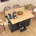 thumbnail image 2 of 55.7'' Kitchen Island with 2 Drop Leaf for 4-6 Seating,Rolling Kitchen Cart on 5 Wheels with Power Outlet, Folding Dining Table with Spice & Towel Rack, 3 Drawers, 2 of 17