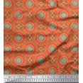thumbnail image 1 of Soimoi Orange Rayon Crepe Fabric Mandala Geometric Decor Fabric Printed Yard 46 Inch Wide, 1 of 5