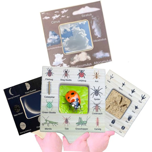 AMERTEER Nature Guide Finder Wooden Nature Guide Finder New Double Sided Wooden Nature Viewfinder Leaf Finder Cloud Viewer Leaf Cloud Identification Guide
