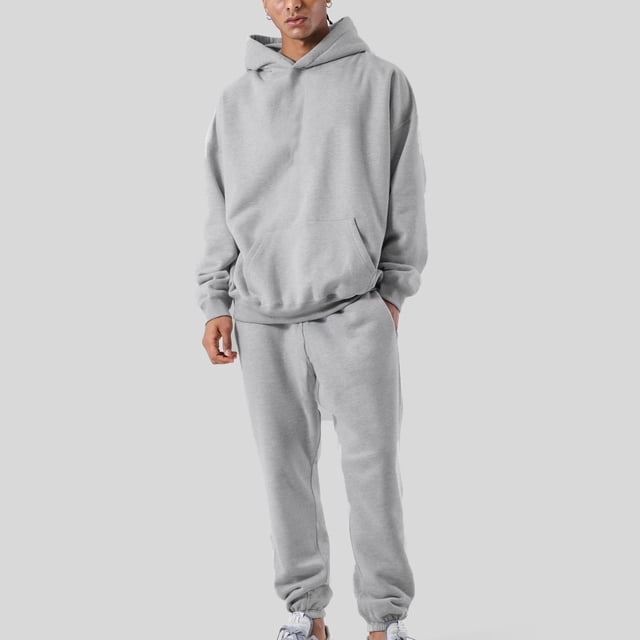 TIMIFIS Ensemble de Survêtement Gris pour Homme 2 Pcs à Capuche Athlétique Chandail Décontracté Course Jogging Ensemble de Sport SetsFall