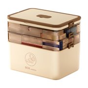 LOVEVER 3-Tier Plastic Medical Storage Containers Medicine Box Organizer Home Emergencies First Aid Kit Pill Case with Compartments and Handle