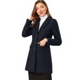 thumbnail image 1 of INSPIRE CHIC Manteau d'Hiver pour Femme à Revers Cranté, Simple Boutonnage, Manches Longues, Bleu Foncé, S, 1 of 6