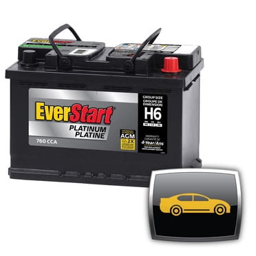 EverStart Auto Plat- AGM-H6, 12 Volt, Car Battery, Group Size AGM 48/H6, 760 CCA