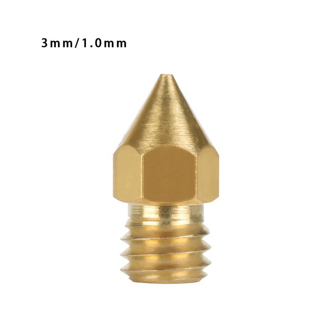 Workhe 3D Printer Nozzle Brass Extrude Head Mini Portable Brass Nozzle Firm Printer Thread, 1.0mm/3mm