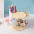 thumbnail image 1 of Wzzjkit 3 Compartments Powder Puff Storage Box Rotating Dusts Proof Dressing Table Desktop Lipstick and Makeup Brush Storage Tube Storage Rack, 1 of 6