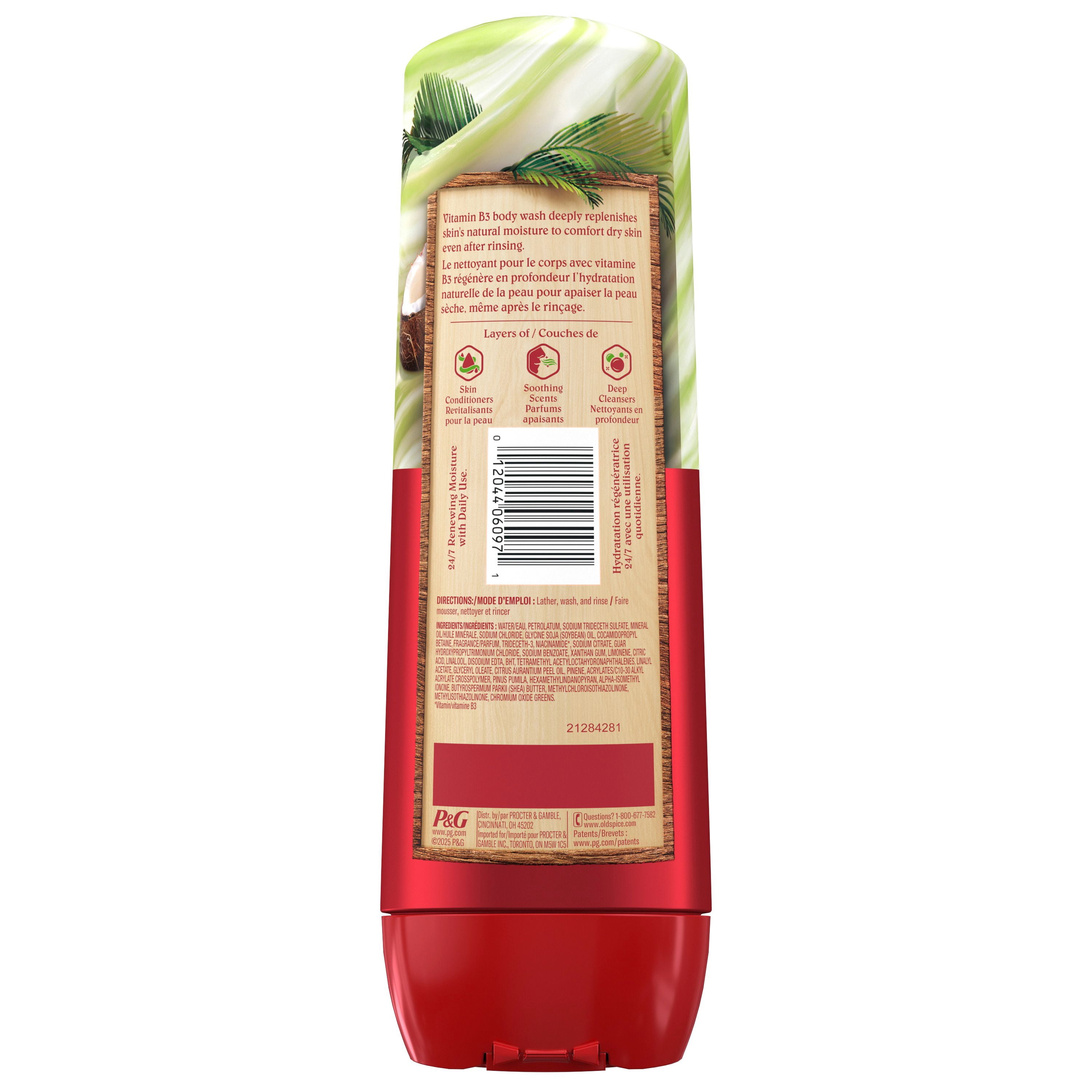 Nettoyant pour le corps pour hommes Old Spice Super Hydratation, Fiji avec palmier et noix de coco, hydratation régénératrice 24 heures sur 24, 7 jours sur 7