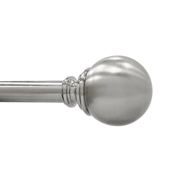 Better Homes & Gardens 1” Brushed Nickel Ball Adjustable Curtain Rod, 42”-120”