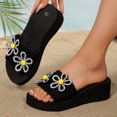 thumbnail image 4 of Pantoufles Jaunes pour Femmes à Talon Compensé, Bout Rond, Bout Ouvert, Fleur en Strass, Semelle Épaisse, Décontractées, Printemps Été, Extérieur Intérieur, Sandales à Enfiler pour Femmes, Usage Quotidien, Taille 37, 4 of 6