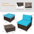 thumbnail image 2 of Patiojoy Ensemble de Canapé d'Extérieur en Rotin Osier 5 Pcs Chaise Longue avec Coussins Turquoise, 2 of 9