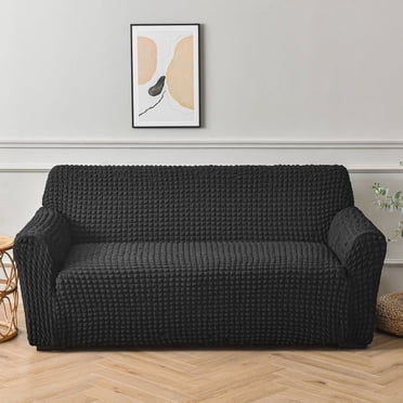 Zhuge Housse de Sofa Durable Lavable, Housse de Canapé 1 Place à Haute Élasticité Extensible, Ajustement Facile Protecteur Universel pour Meubles (Noir)