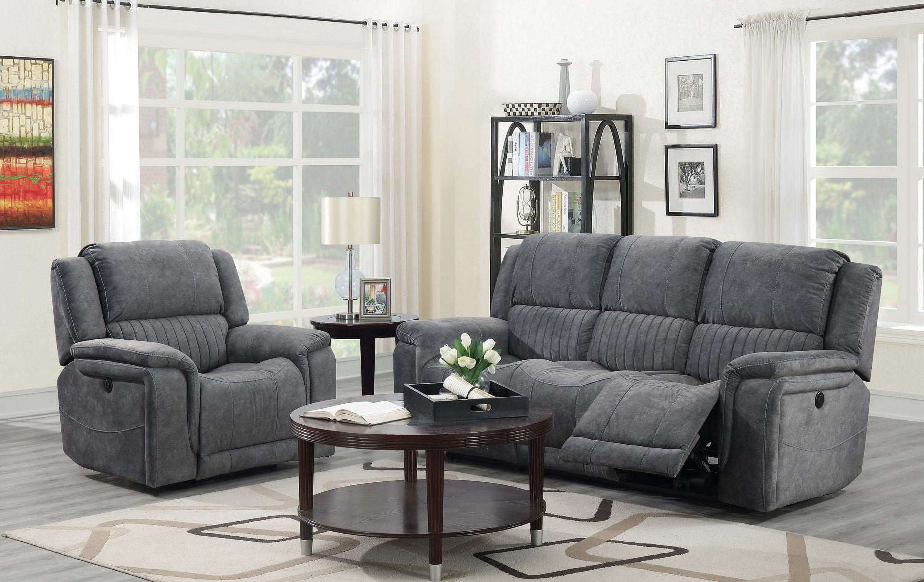 K-Living Washington Suede Fabric Power Recliner Chair In Grey