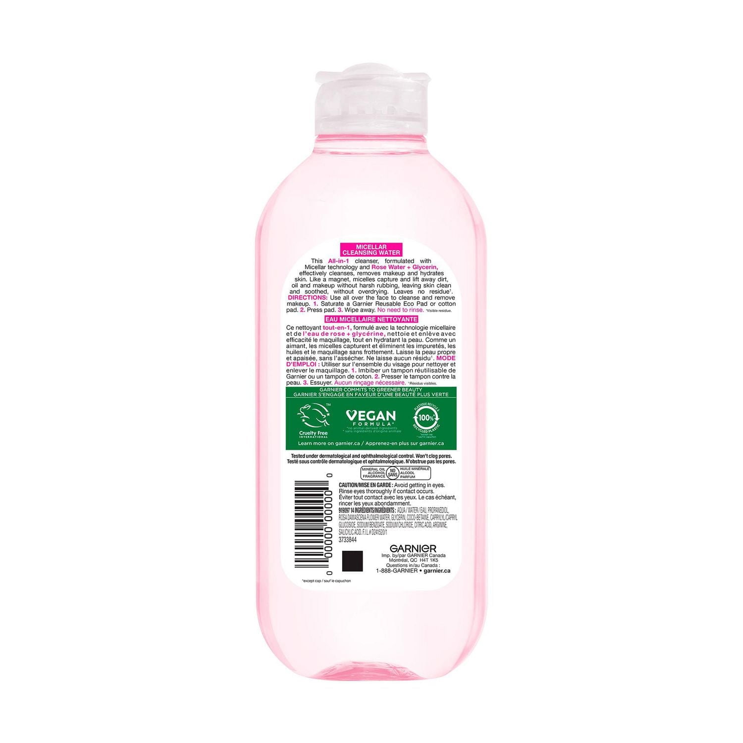 Garnier Micellar Water, Face Cleanser & Makeup Remover, with Rose Water and Glycerin