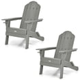 thumbnail image 1 of Patiojoy 2PCS Folding Adirondack Chair Outdoor Adirondack Chair Weather Resistant Lounger  Fire Pit Chair for Backyard Porch Poolside Grey, 1 of 8