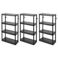 thumbnail image 1 of Gracious Living Étagère de Rangement à 4 Tablettes, Hauteur Fixe, Usage Moyen, Noir (Lot de 3), 1 of 12