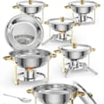thumbnail image 1 of Garvee Réchaud Rond de 5 Qt pour Aliments, Plat Anti-Frottement, Buffet, Ensemble de 6, Or et Argent, 1 of 9