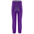 thumbnail image 3 of MSemis Girls Jazz Dance Leggings Metallic Ribbed Elastic Waistband Solid Color Toursers for Hip-hop Performance Purple 120, 3 of 7