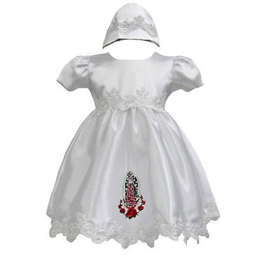 Bonnet de Baptême Formel 2 Pcs Vierge Marie pour Bébé Fille 0-30M Blanc
