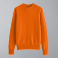 thumbnail image 1 of VgaVtl Womens Sweaters Cotton Long Sleeve Womens Fall Sweaters 2025 Layering Knit Orange Solid Color Relaxed Fit Sweaters, 1 of 7