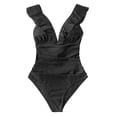 thumbnail image 3 of Cupshe Maillot de Bain une Pièce Noir à Volants à Lacets pour Femme, m, 3 of 4