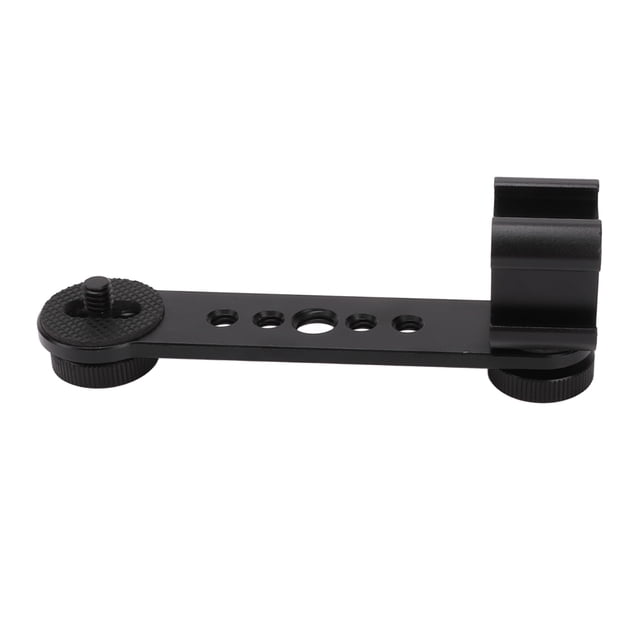 Microphone Stand Bracket, Durable Triple Lightweight Multi Function Cold Shoe Mount Adapter Aluminium Alloy For Tripod Black