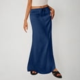 thumbnail image 4 of Tauxra Solid Color Maxi Skirt for Women Elastic Waist Long Skirt with Drawstring Casual Flowy Boho Skirt Summer Spring Daily Wear Solid Color Long Skirt for Women, 4 of 5