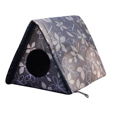 Bunblic Maison Grotte Pliable Maison pour Animaux Pliable Détachable Abri Extérieur pour Animaux Lit de Couchage pour Chats et Petits Chiens Maison Cour Brun et P