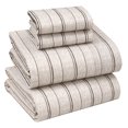 thumbnail image 1 of RUVANTI 100% Cotton Full Sheets, Percale Weave Full Size Set, Brown Stripes, 1 of 5