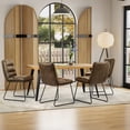 thumbnail image 2 of Homy Casa 63 inch Industrial Dining Set for 4, Faux Wood Table Faux Leather Chairs, 2 of 11