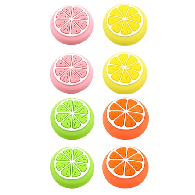 Miangastore 8pcs Silicone Lemon Fruit Thumb Grips Analog Sticker Cover Joystick Caps