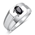 thumbnail image 4 of RYLOS Men's Rings Sterling Silver Ring Classic Solitaire 7X5MM Oval Shape Gemstone Designer Band Onyx October Birthstone Rings For Men Size 8, 4 of 5