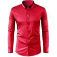 thumbnail image 1 of RXIRUCGD Chemise Décontractée pour Homme à Manches Longues avec Boutons, Poche et Col Rabattable, Rouge, Taille : 2TG, 1 of 3