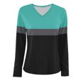 thumbnail image 3 of Pisexur Sweats à Capuche Femme Mode Color Block Patchwork V Sweat-Shirts Décontractés à Manches Longues pour Femmes Sweat-Shirt Oversize Léger et Fluide pour Femmes Tops Pull, 3 of 3