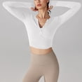 thumbnail image 4 of RXIRUCGD Haut à Col Rond pour Femmes, Couleur Unie, Décontracté, Sport, Protection Solaire, Manches Longues, Blanc, Taille : S, 4 of 6