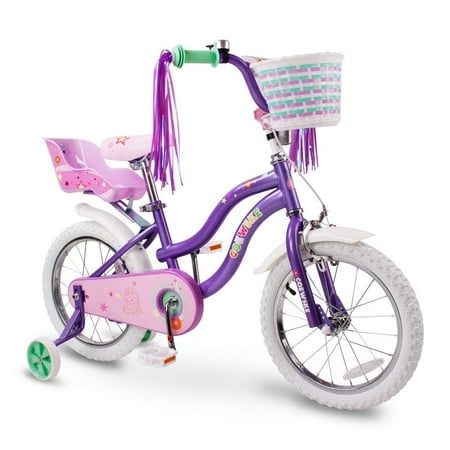 COEWSKE Kid's Bike Steel Frame Children Bicycle Little Princess Style 16 Inch with Training Wheel (Purple, 16 Inch)