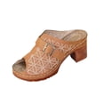 thumbnail image 1 of Wdhugt Floral Embroidered High Heel Slippers For Women Metal Buckle Half-Covered Toe Spring Summer Style Us Size 7 Heel Height 2.87 Inches Pu Material, 1 of 9